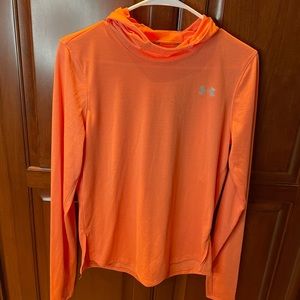Under Armour Run Orange Heatgear Hoodie Size Medium